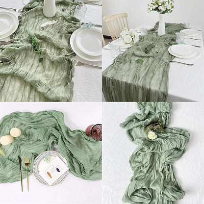 8 Pack Sage Green Cheesecloth Table Runner 20 x 120 inch Gauze Table Runners 10 - Image 5