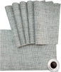 DACHUI Placemats Set of 6, Linen Look Woven Place Mats, Water Resistant, Heat Resistant, Washable, Durable Table Mats (Light Grey)