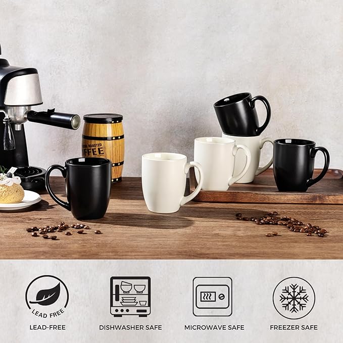 AmorArc 12 OZ Coffee Mugs, Matte Black Coffee Cups - Image 4