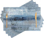 Blue Gray Placemats Set of 4 Abstract Art Place Mats Indoor Modern Linen Table Placemats Washable Wipeable Waterproof Heat Resistant Kitchen Place Mats for Dining Tables, 18 X 12 Inch