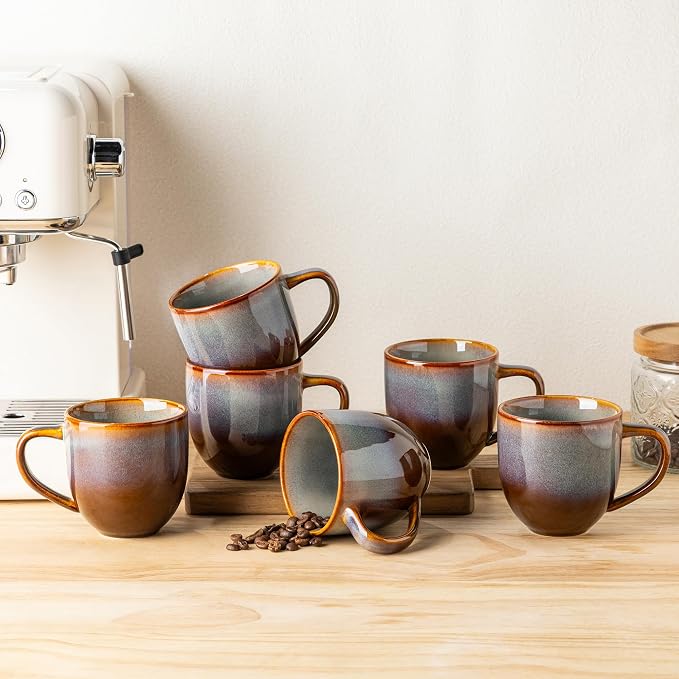 theterra Ceramic Coffee Mugs Set of 6, 12 oz Coffee Cups by TheTerra
