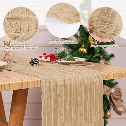 8 Pack Beige Table Runner 17 x 108inch Cheesecloth Table Runner Boho Gauze - Image 5