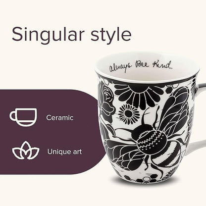 Karma Gifts 14 oz Black and White Boho Mug Bee - Image 3