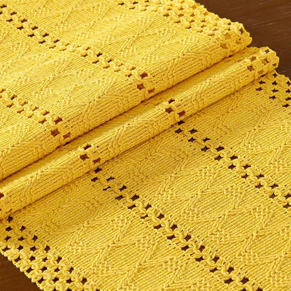 DeZerlor Yellow Boho Macrame Farmhouse Woven Table Runner 108Inch | Cotton - Image 5
