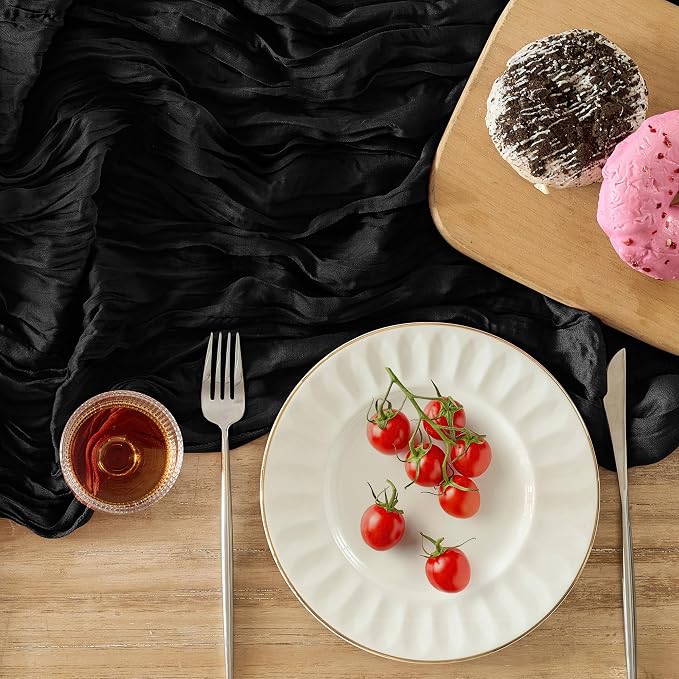 12 Pack Black Cheesecloth Table Runner Boho Gauze Black Decor | 120 Inch Sheer - Image 4