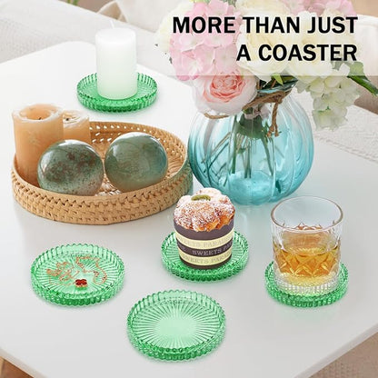 Modern Clear Glass Coasters Set of 6, Cute Coasters Table Mats - Image 4