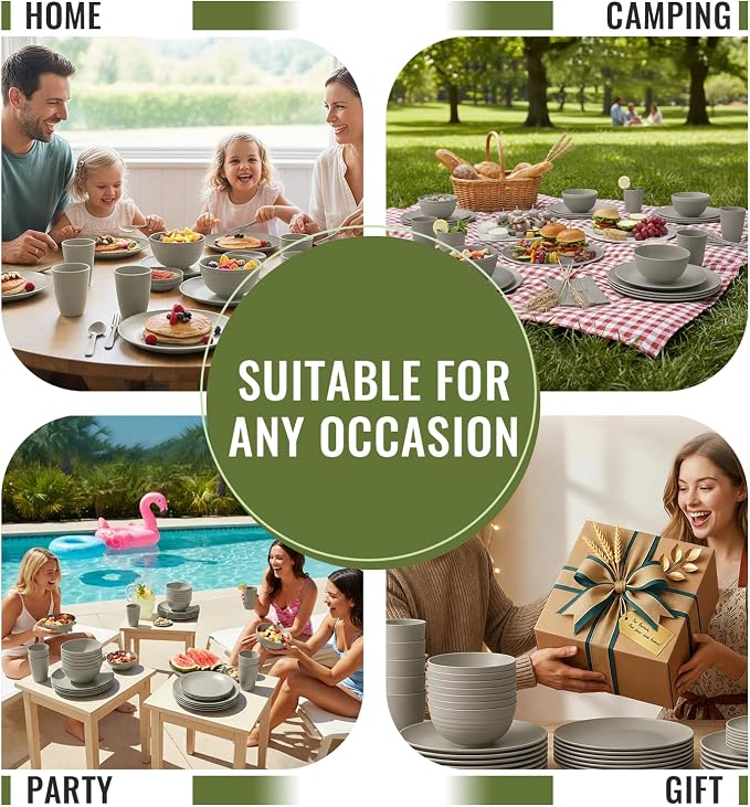 Unbreakable Wheat Straw Dinnerware Set 40 PCS - Image 8