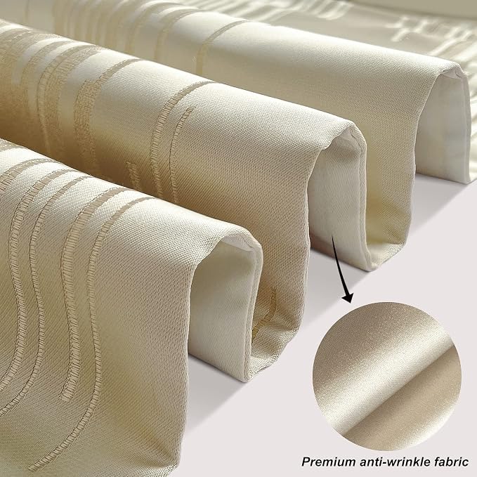 Beige Elegant Luxury Table Runner, Modern Geometric Lines, Tassels | Satin Faux - Image 2
