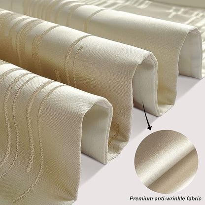 Elegant Modern Beige Table Runner, Embroidered Geometric, Tassels | Luxury - Image 2