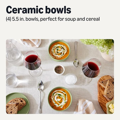 Amazon Basics Glazed Stoneware Bowls, 4-Piece Set, Microwave and Dishwasher-Safe - Image 2