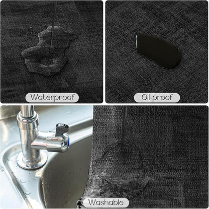 Romanstile Reversible Vinyl Placemats Set of 4, Faux Leather 100% Waterproof Oil-Proof Wipeable Place Mats, Heat Resistant Dual Sided Table Mats for Kitchen/Dining/Party (Black, 12 x 17 Inch)