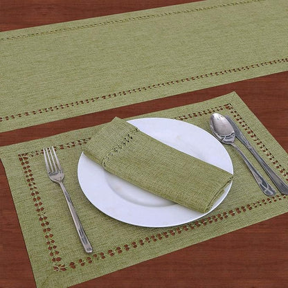 Grelucgo Handcrafted Solid Color Dining Table Runner, Double-Hemstitched - Image 3