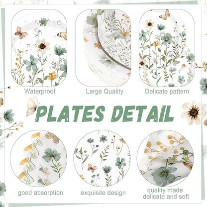 250 Pcs Wildflower Party Decorations Include Spring Summer Floral Paper Plates - Image 2