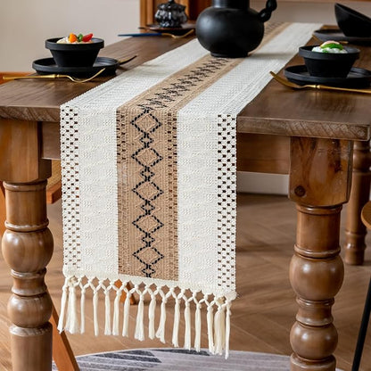 EMMTEEY Macrame Table Runner Boho Style 108 Inches Long, Scratch & Heat by EMMTEEY