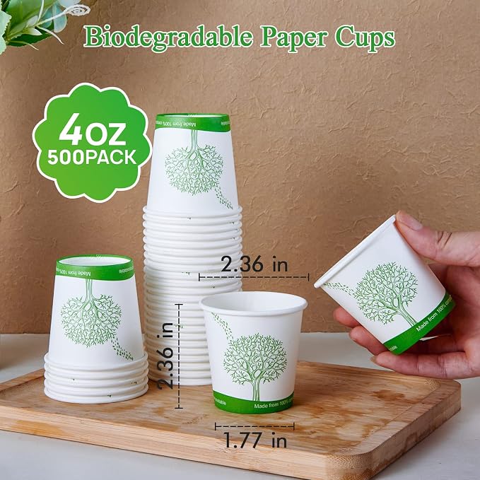 ECOLipak 500 Count 4 oz Compostable Paper Cups, Disposable Paper Coffee Cup | - Image 5