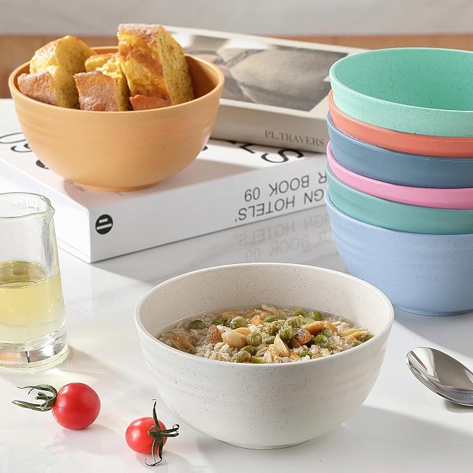 8PCS Cereal Bowl, Ohola Unbreakable Wheat Straw Cereal Bowls, Microwave & - Image 9