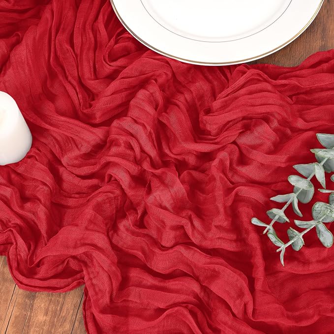 Pesonlook Cheesecloth Table Runner Red, 10 Pack 17.7x108 inch, Long | Rustic - Image 9