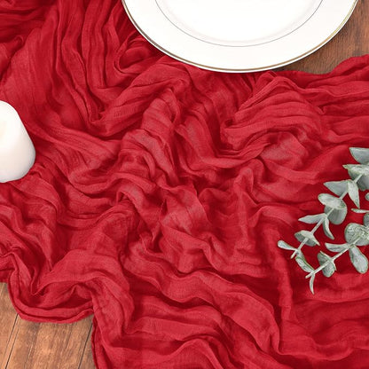 Pesonlook Cheesecloth Table Runner Red, 10 Pack 17.7x108 inch, Long | Rustic - Image 9