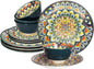 YA JU Mandala Dinnerware Sets Serves 4, Buffet Dinnerware, Boho Plates and by Jinsongdafa