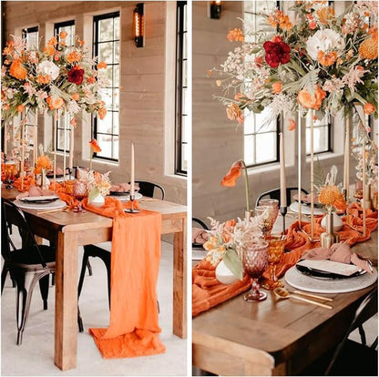 6 Pack Orange Cheesecloth Table Runner 35 x 120 Inch | Boho Gauze Fabric - Image 6
