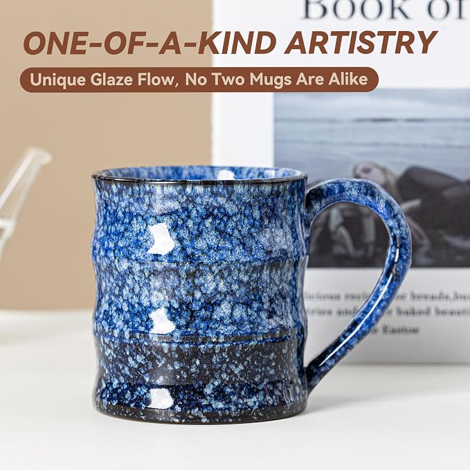 Unique Reactive Glaze Ceramic Coffee Mug - 15 oz Large Coffee Cup - Image 2