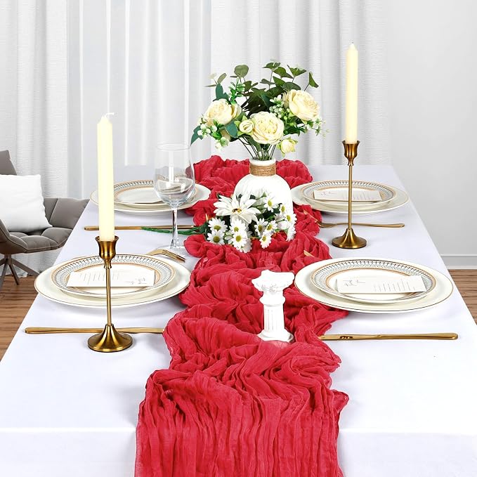 10 Pack 17 x 108 Inch Red Table Runner Cheesecloth | Gauze Cheese Cloth - Image 3