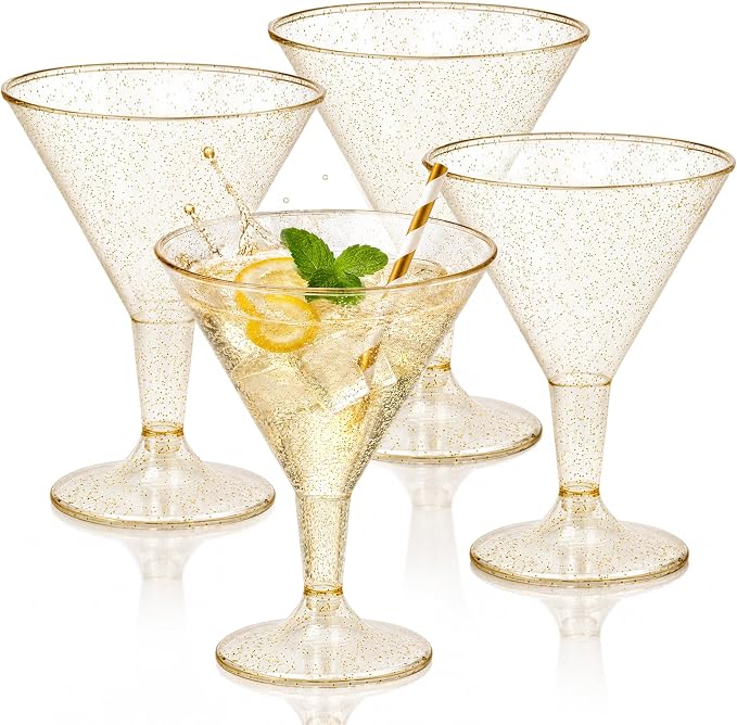 Liacere 24 Pack Gold Plastic Martini Glasses by Liacere