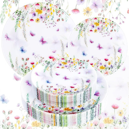 60PCS Wildflower Plates Disposable by Joyido