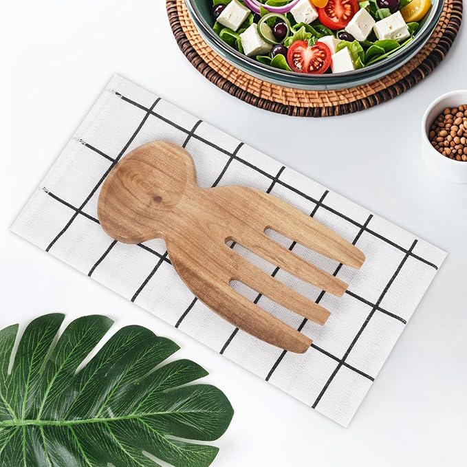 MYRAINBOW Salad Tongs, Acacia Wooden Salad Tongs, Wooden Salad Serving Utensils - Image 7