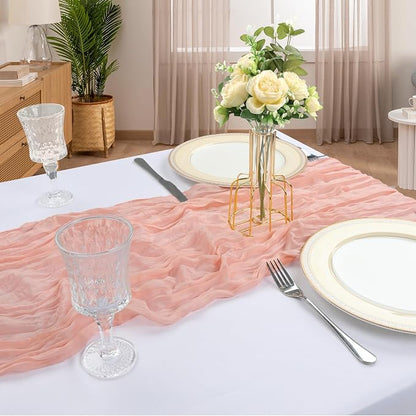 12 Pack 10Ft Blush Pink Cheesecloth Table Runner 23 x 120 Inch | Gauze Rustic - Image 6