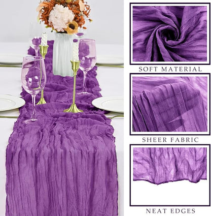 Purple 12 Pcs Cheesecloth Table Runner 10FT Runner - Image 2