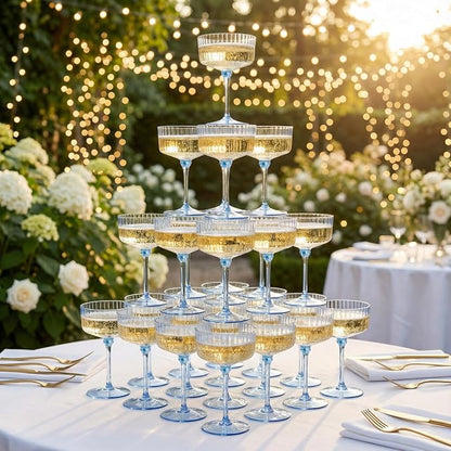 LIYH 20pcs Plastic Martini Glasses 10 Oz Blue Disposable Cocktail Coupe - Image 5