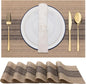 Winknowl Placemats, Set of 6 Heat Resistant Stain Resistant Woven Vinyl Insulation Place mats, Durable Washable Elegant Table Mats for Dining (Brown)