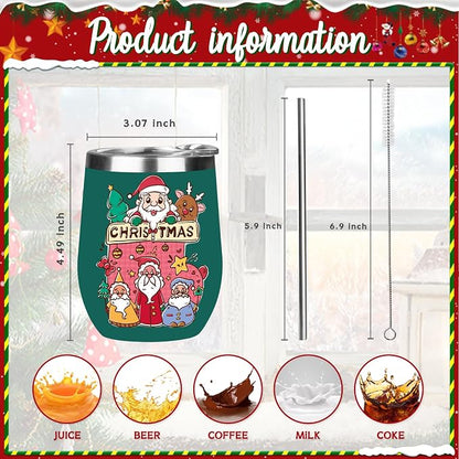 Christmas Wine Tumbler 12 oz Stainless Steel Wine Tumble Insulated Wine Tumbler - Image 2