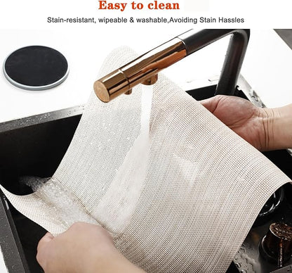 Placemats Set of 4,Washable,Heat and Stain Resistant Indoor/Outdoor Place mats,Vinyl Woven Non Slip Table Mats for Restaurant Table Protection,PVC Placemats(Beige White,4PCS)