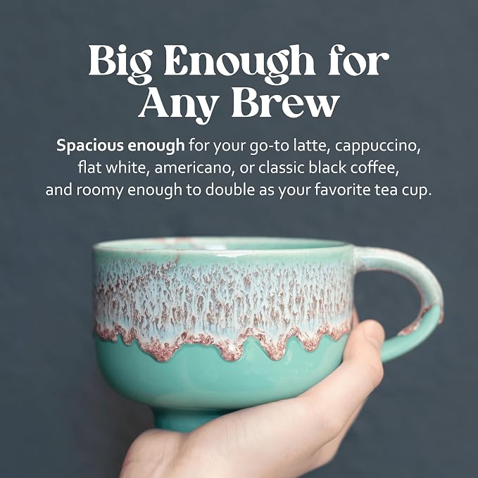 NOVA CERAMICS Mint Green Coffee Mug - 16 oz Ceramic Mug - Nebula | Green Mint - Image 7