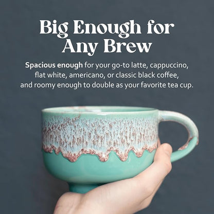 NOVA CERAMICS Mint Green Coffee Mug - 16 oz Ceramic Mug - Nebula | Green Mint - Image 7