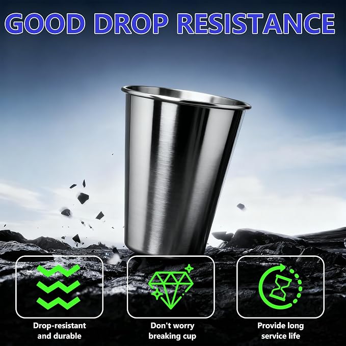 20oz 30PCS Stainless Steel Pint Cups, Reusable metal Cups, Drinking | Pint - Image 5