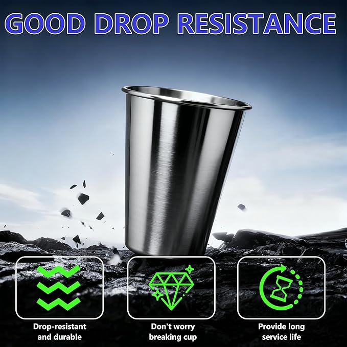 20oz 10PCS Stainless Steel Pint Cups, Reusable metal Cups, Drinking | Pint - Image 5