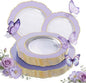 60pcs Clear Purple Plates Disposable by WDF