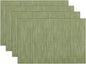 SHACOS Placemats Set of 4 Woven Vinyl Place Mats for Dining Table Wipe Clean Non Slip Table Mats (4, Olive Green)