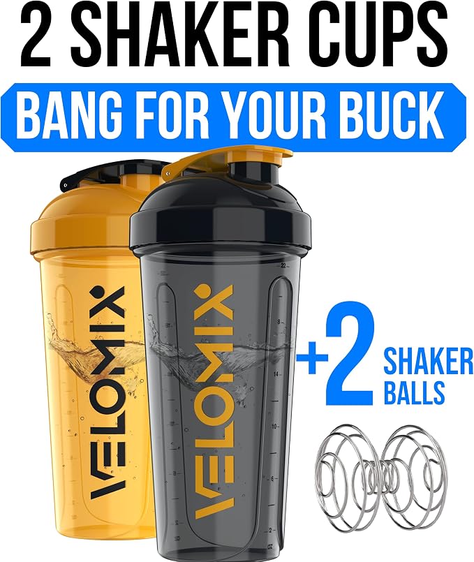 VELOMIX 2 Pack 28oz Protein Shaker Bottle - Image 2