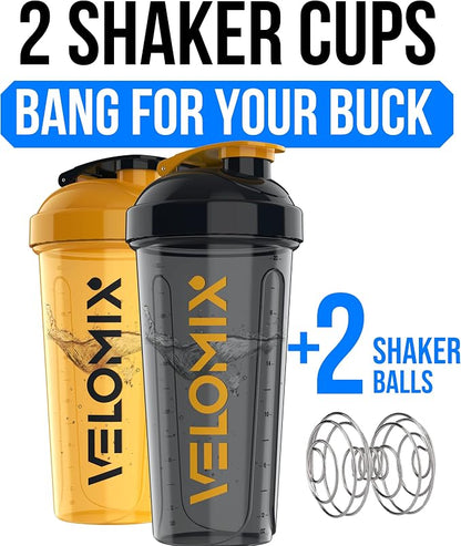 VELOMIX 2 Pack 28oz Protein Shaker Bottle - Image 2