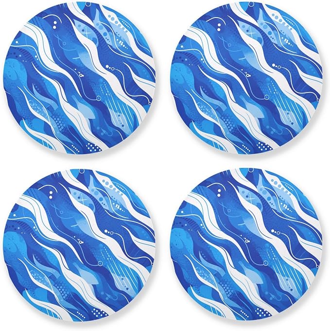 Baseball Blue Stripe Absorbent Coaster by KLL