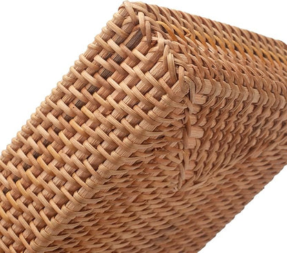 Rattan Napkin Holder Rectangular, Wicker Napkin Basket for Kitchen, Flat Napkin Holders for Paper Napkins, Woven Napkin Holders for Tables (9.5 x 5.5 x 2.2 inch)