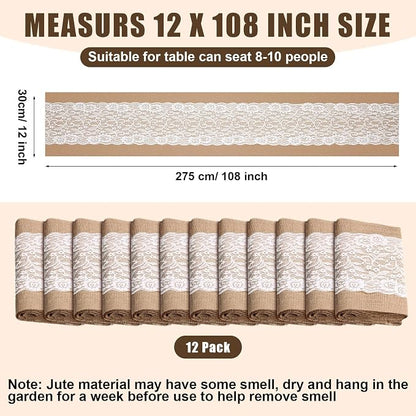 Tatuo 12 Pieces Burlap Table Runners - Image 2