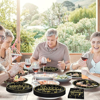 100 Pcs Happy Retirement Tableware Party Supplies Set, Serves 25 – Disposable - Image 5