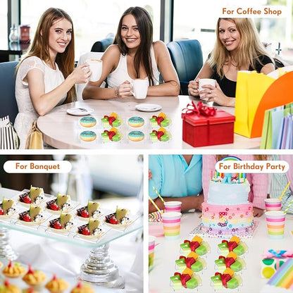 500 Pieces Mini Square Dessert Plates 2.5 x 2.5 Inch Disposable Appetizer Plates Small Plastic Dish for Dessert Salad Appetizer Sauces Tastings Cake Wedding Party Serving (Clear)