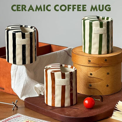 Ceramic Coffee Mugs 10 oz Retro Striped Coffee Mug No Handle - Image 7