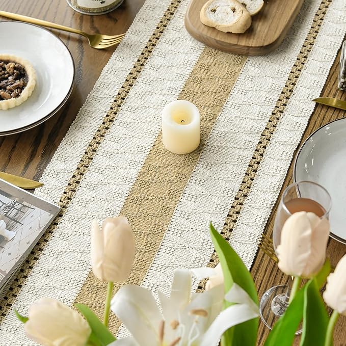 Artoid Mode Burlap Brown Rustic Woven Table Runner 12x60 Inch | Holiday - Image 4